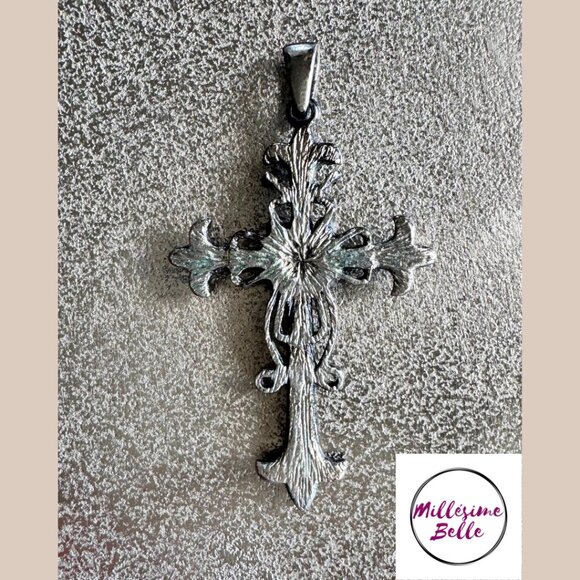 Black Studded Cross Pendant - Picture 2 of 4